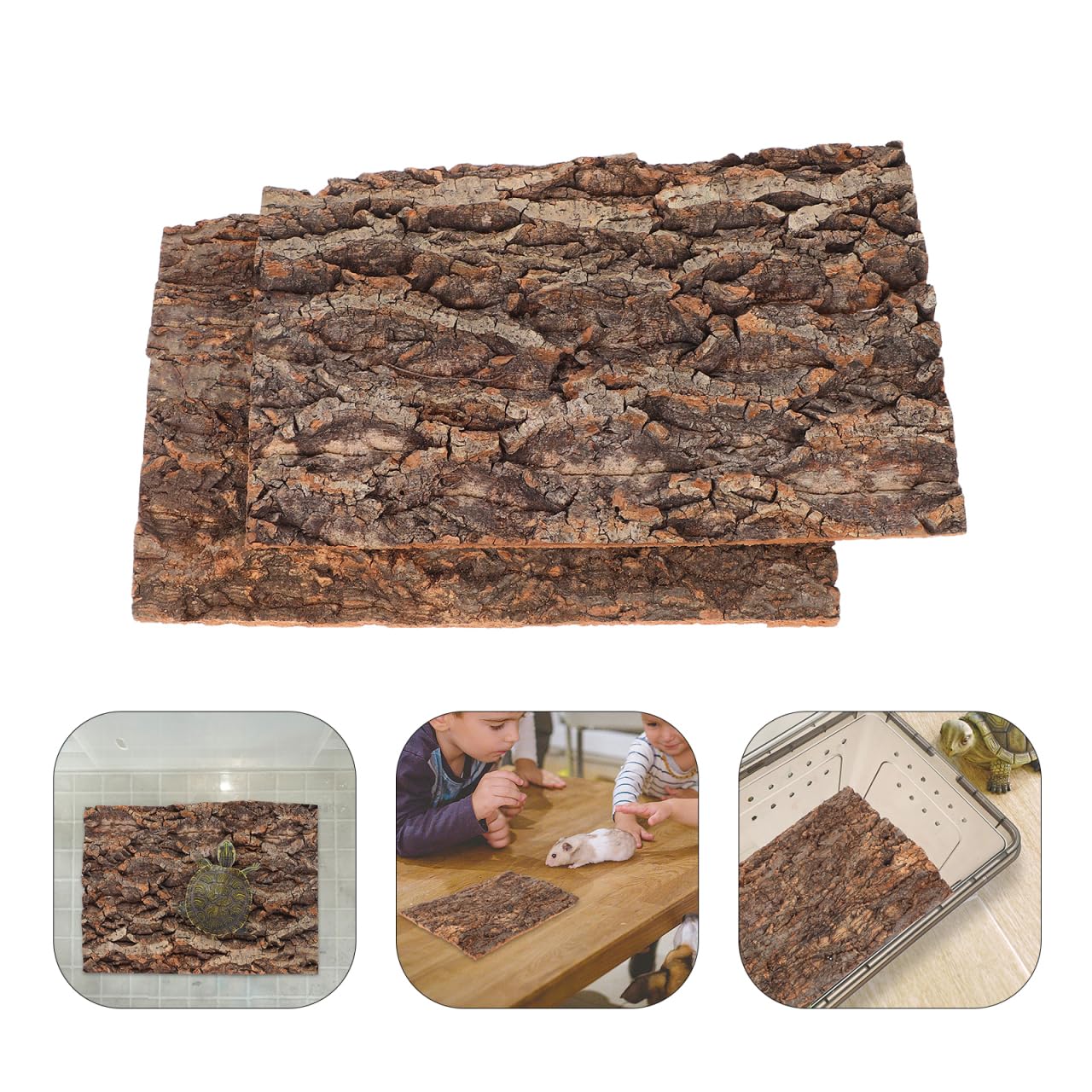 ULTECHNOVO Fondo de Terrario de Corcho 2 Piezas de Corcho Terrario Fondo de Tanque de Fondo de Reptiles Escalada Decoración Hábitat Accesorios para Tortuga Gecko Lagartija
