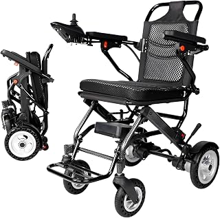 Silla de ruedas eléctrica ligera para adultos, sillas de ruedas eléctricas ligeras de 12.7 kg para adultos, 13 km de largo alcance, silla de ruedas motorizada inteligente para personas mayores