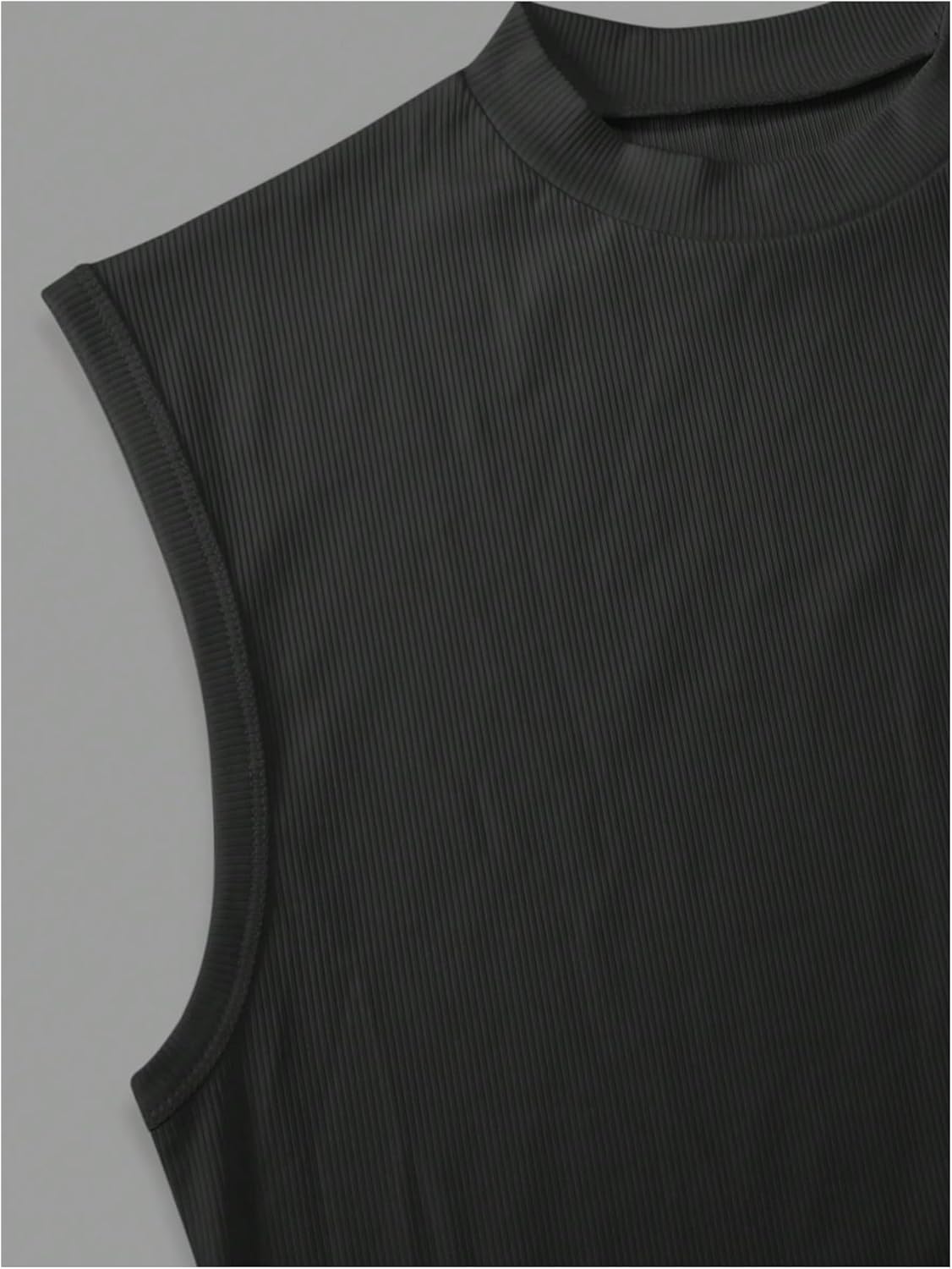 SweatyRocks Men's Mock Neck Ribbed Tank Tops Slim Fit Sleeveless Summer Basic Tops - Image 4