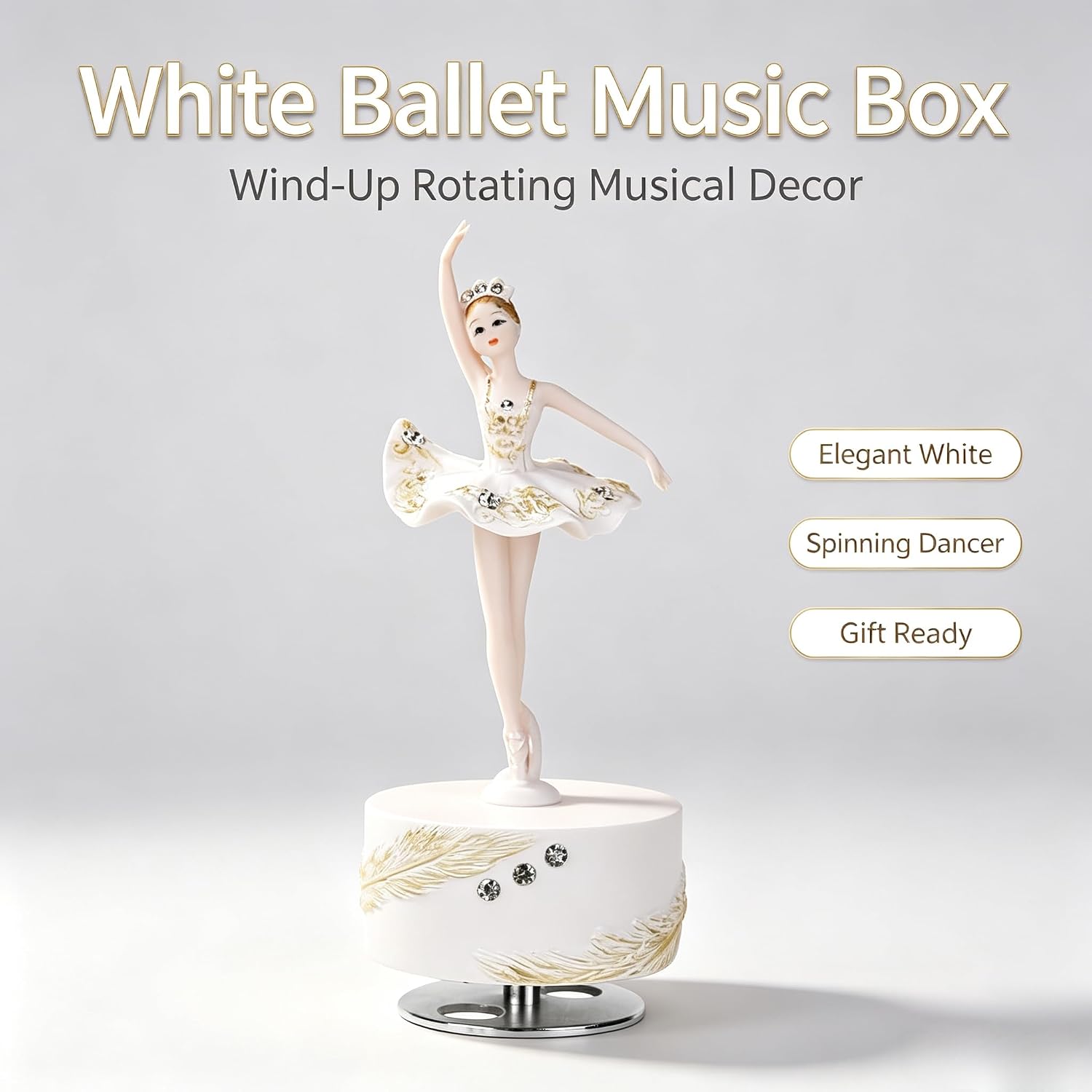 molchagar Ballerina Music Box, Castle in the Sky Wind-Up Figurine