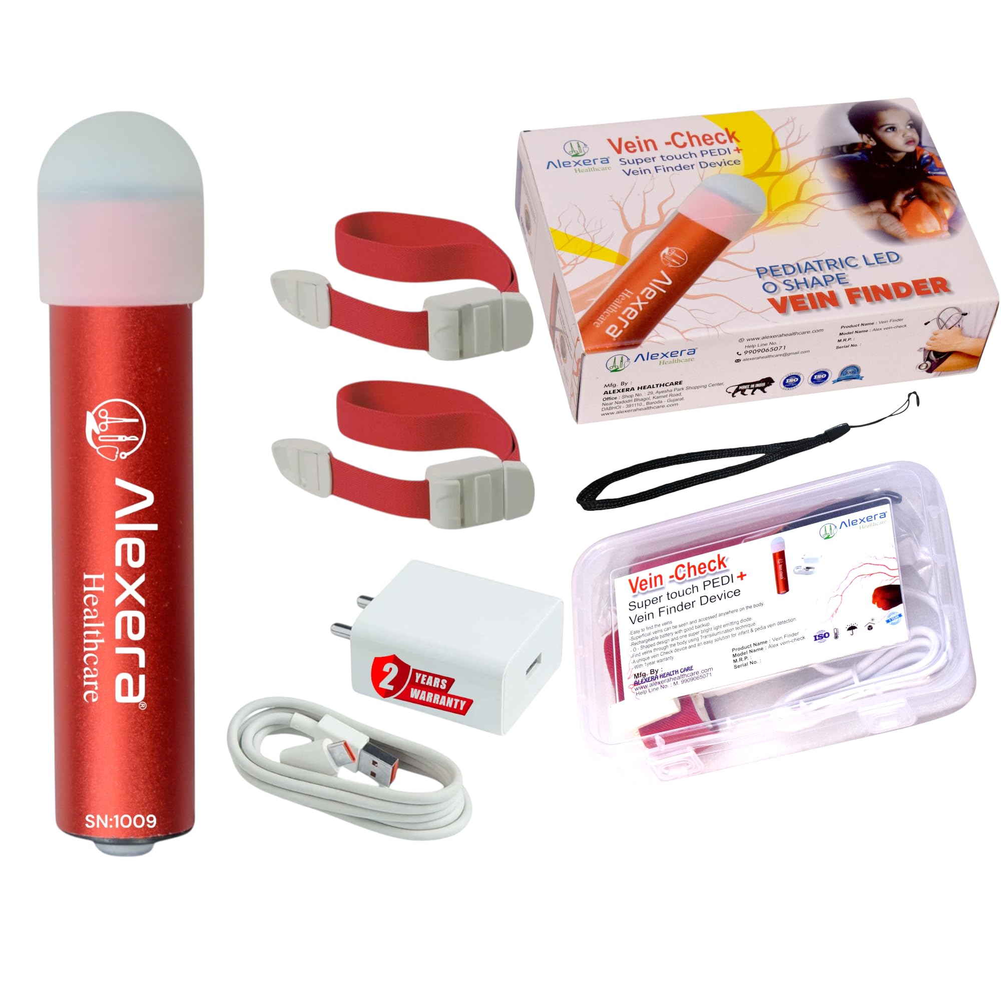 ALEXERA HEALTHCARE Original Vein-Check Premium LED Vein Finder (USFDA Approved) Pediatric Veins Finder | LED O shape Vein Finder | Guided by CDC Guidelines US|