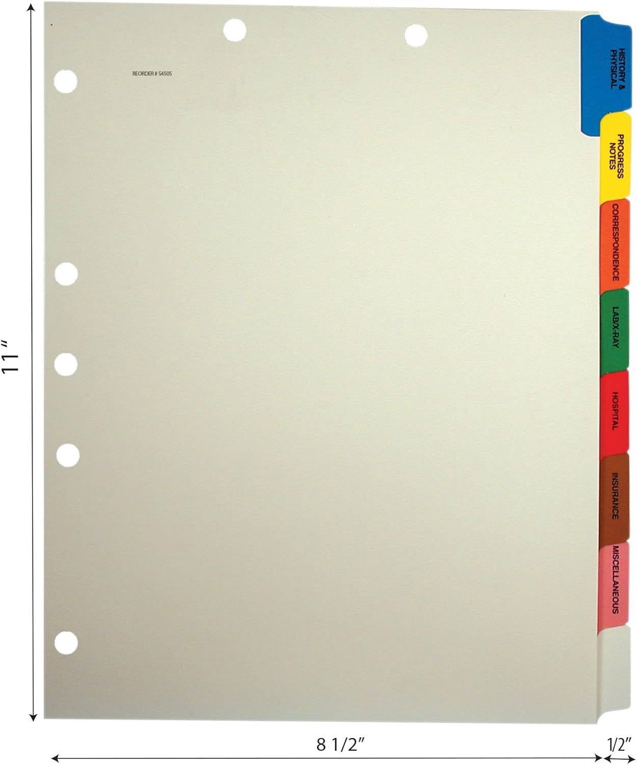Tabbies Side Tab Medical Chart Divider Sets, 8-Tab, Assorted Medical, 11 X 9, Manila, 40 Sets