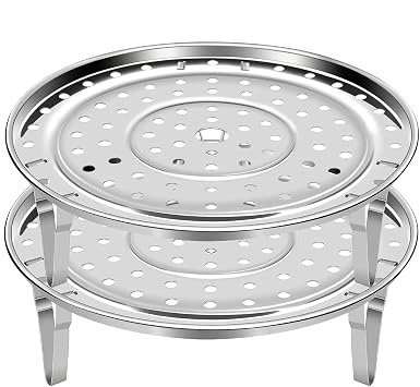 Steamer Rack for Cooking,Stainless Steel Steaming Rack,Steam Tray with Removable Legs for Instant Pressure Cooker Multi-functional Steamer BasketSilver - 22cm