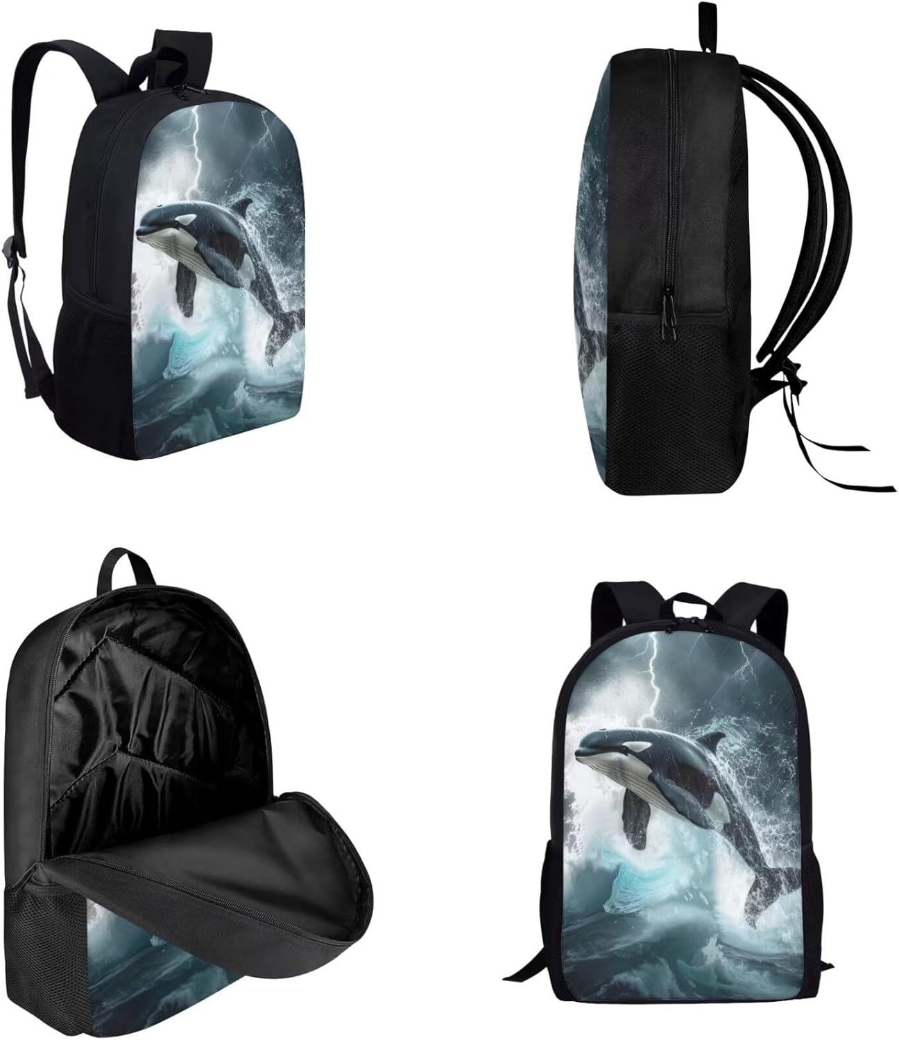 Modysero Killer Whale School Backpacks for Elementary Middle School Bags for Boys Girls Backpack with Lunch Bag And Pencil Case