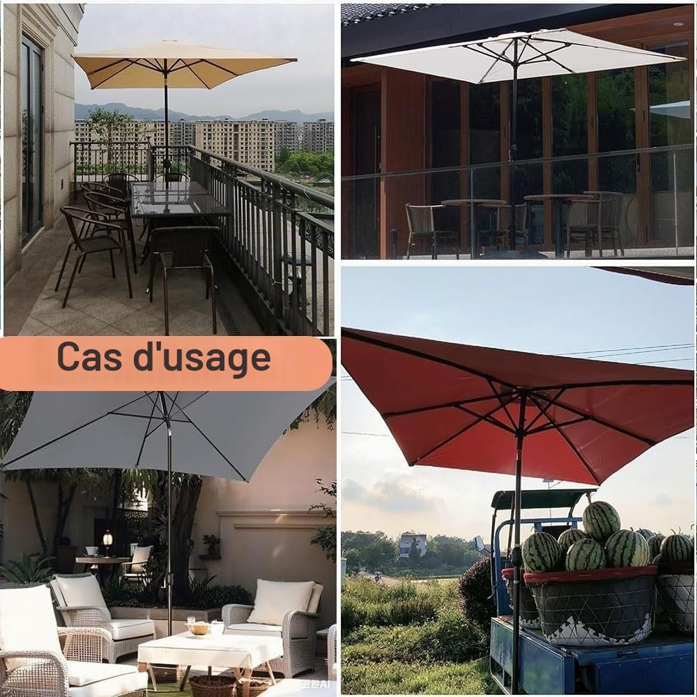 4/8 Baleines Auvent De Remplacement Pour Parasol 300×300cm 250x250cm 200x200cm, Toile De Rechange Carré Pour Cour, Housse Pour Parapluie Non Déporté(Gray,2.5x2.5m/8ftx8ft)