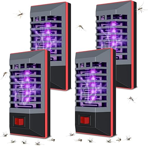 Paquete de 4 exterminadores de mosquitos enchufables para interiores, matamosquitos electrónico con luz LED para patio, dormitorio, cocina, oficina