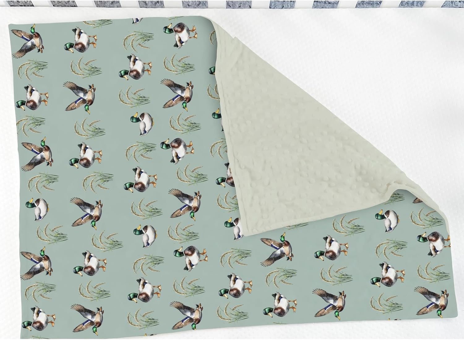Green Mallard Ducks Baby Blankets for Girl Boy Duck Hunting Season Soft Mink Dotted Backing Double Layer Swaddle Receiving Blanket for Toddler Nursery Lake Wild Ducks Hunter Nursery Bed Blanket 30x40