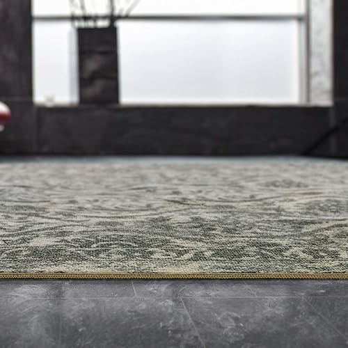 Miniatura 122 de Antep Rugs - Alfombras antideslizantes (antideslizante) 4 x 6 con parte trasera de goma floral geométrica de bajo perfil para interiores