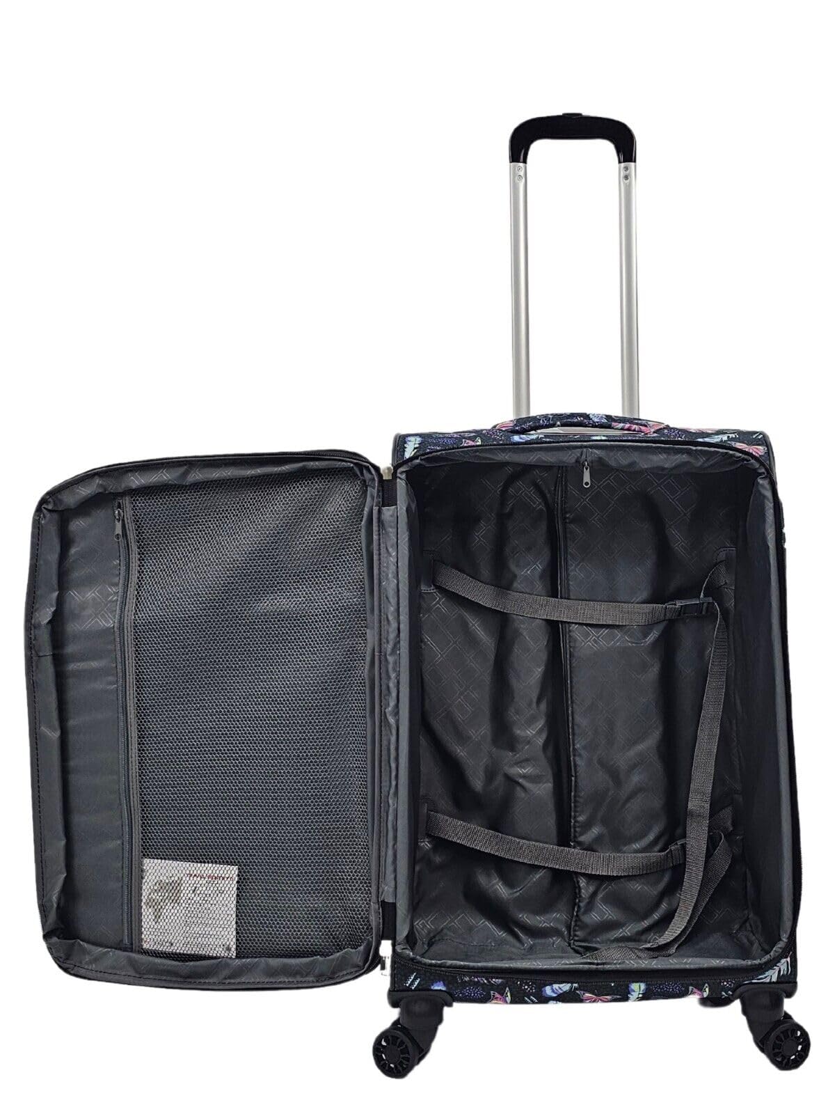 Infinity Leather 3 szt. lekkich walizek na 8 kółek bagaż podróżny miękkie torby, Motyl, Cabin 18", Bagaż podręczny