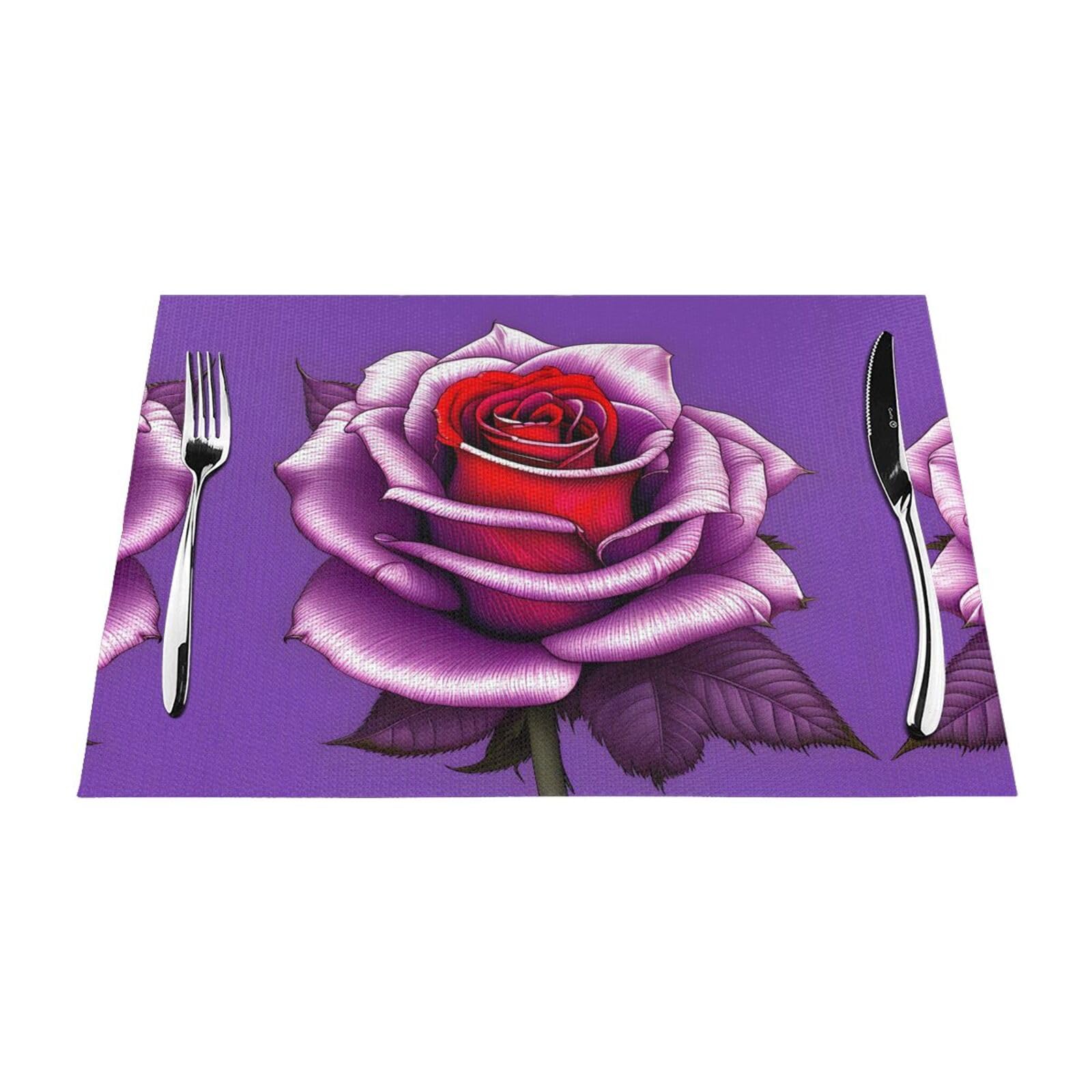 Sets de table fuchsia imprimés pour une décoration de cuisine et restaurant