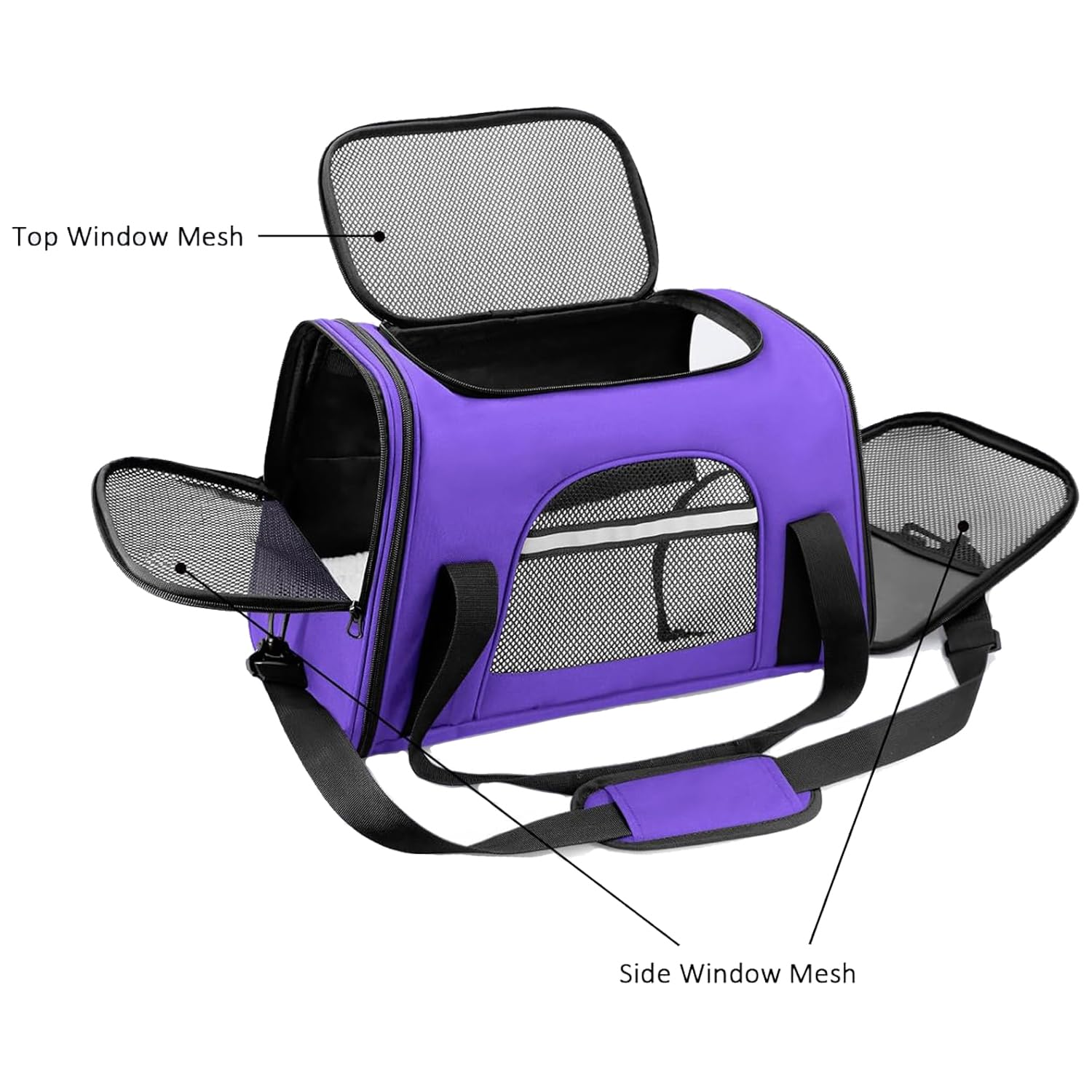 Trasportino per Cani e Gatti Borsa per Animali Portatile Pieghevole Borsa per Gatti Traspirante con Ciotola per Acqua Portatile (Viola)