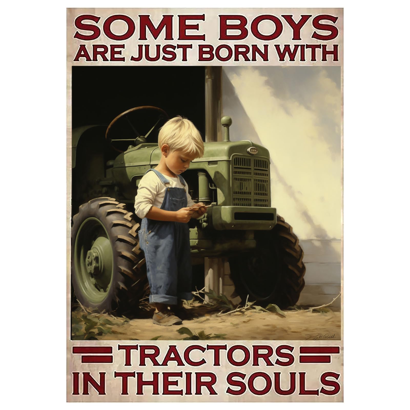 peiyeety Metal Tin Sign Tractors in Their Souls Quote Vintage Decorative Metal Wall Art Plaque for Home Living Room Bedroom Farmhouse Patio Rustic Wall Decor 12x16 Inch