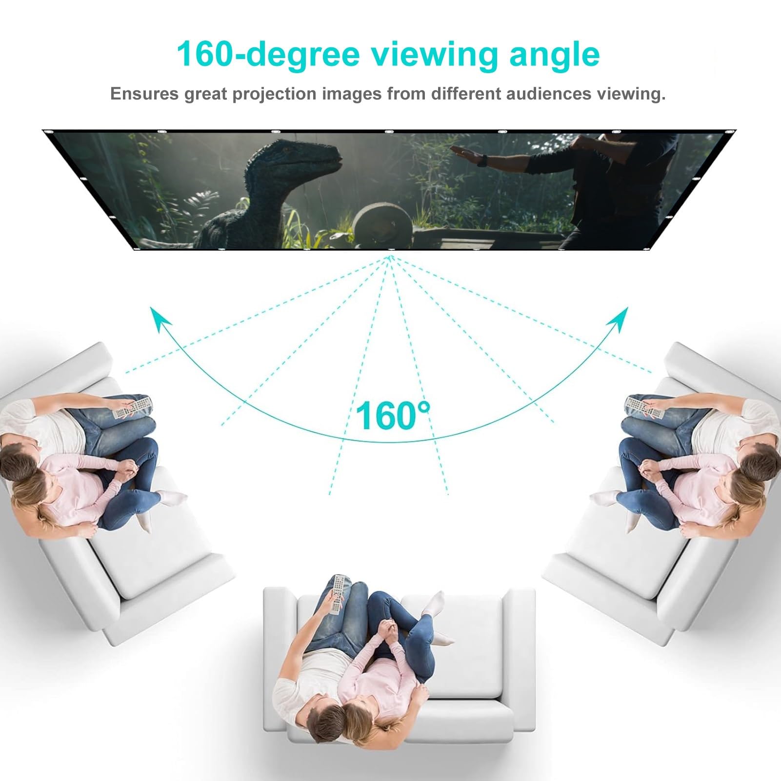 Générique Écran de Projecteur HD Portable en Polyester, Lavable Grand Ecran Videoprojecteur avec Sac de Transport, Crochets et Cordes, pour Cinéma Maison/en Plein Air(120in)