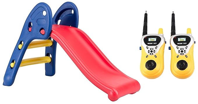 Dyomnizy Walkie Talkie Toy with Range Upto 100 Feet (Multi-Color) & Webby Foldable Baby Garden Slide for Kids