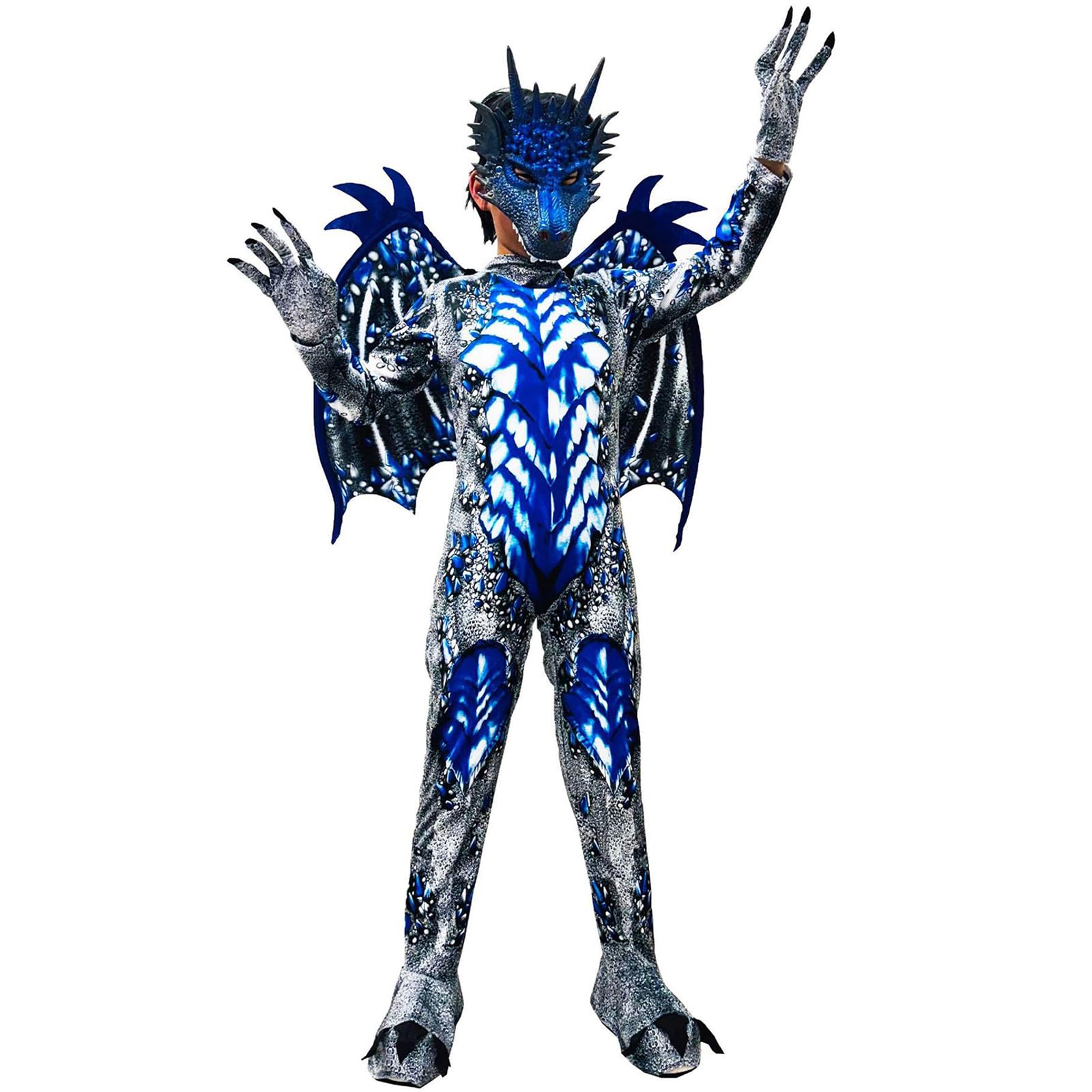 Costume Drago Bambino per Carnevale Costumi Dragon Cosplay Bambino per Halloween Tuta da Drago Festa di Compleanno Regali per Bambini dai 6-12 anni