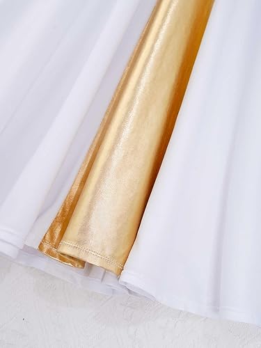 Miniatura 6 de JEATHA Vestido metálico para niñas, disfraz de baile de elogios líricos de longitud completa, vestido de culto litúrgico para iglesia