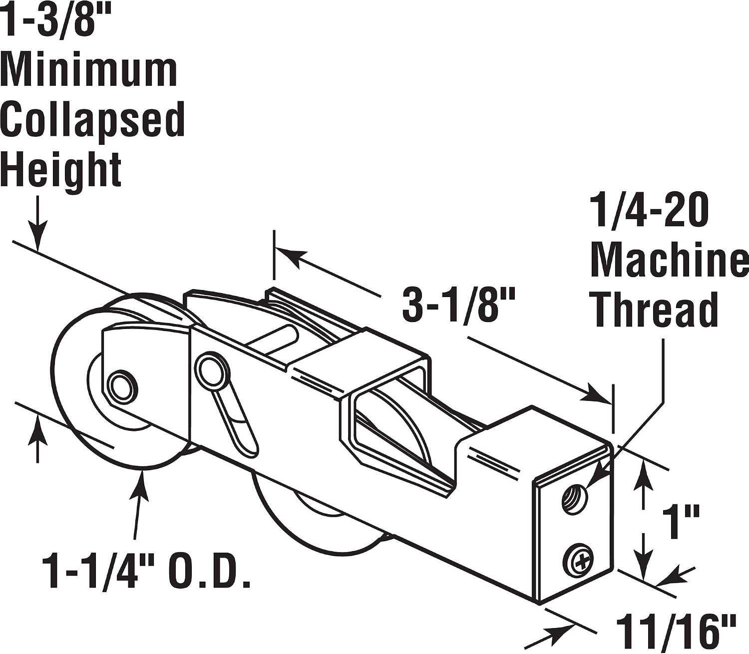 Prime-Line D 1858 Sliding Door Tandem Roller Assembly with 1-1/4 inch Steel Ball Bearing, Yellow zinc