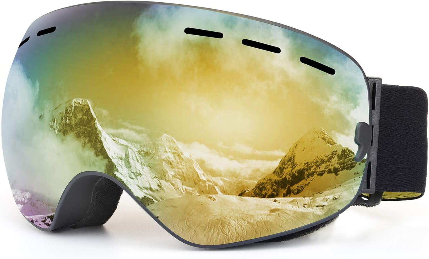 SPOSUNE Ski Goggles Over Glasses with Anti-Fog Spherical Dual Lens,100% UV400 Protection Skiing Snow Snowboard Goggles for Men Women Youth,Helmet Compatible Anti Glare Impact Resistant Windproof