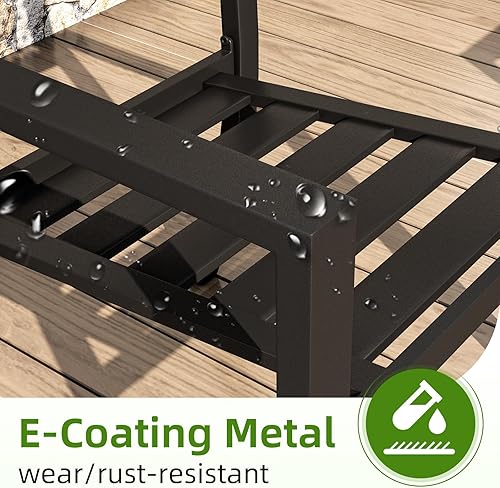 Vista 6 de AECOJOY Sillas de comedor de metal para exteriores, 2 piezas de sillas de comedor para patio al aire libre con reposabrazos, sillas apilables