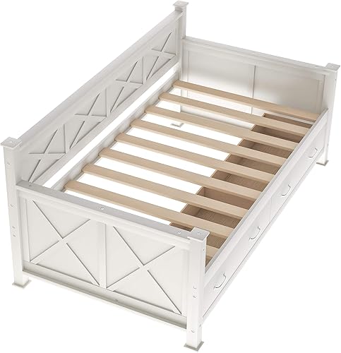 Miniatura 4 de Harper & Bright Designs Sofá cama de tamaño individual con 2 cajones de almacenamiento, marco de madera en forma de X, marco moderno de sofá cama