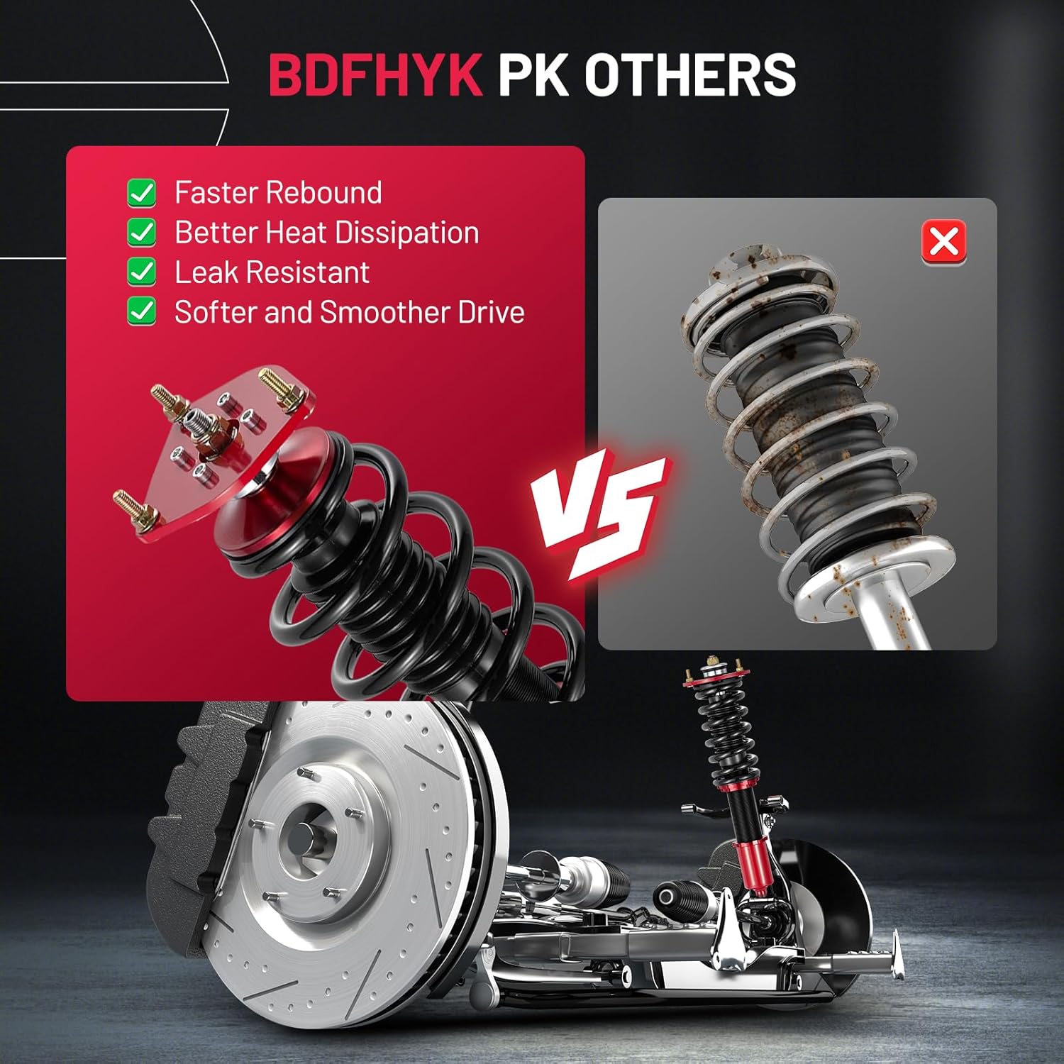 BDFHYK Coilovers Compatible with Toyota Camry 1992-2001, Avalon 1995-2003, Solara 1999-2003, Compatible with Lexus ES300, 4 PCS Adjustable Height Coilovers Suspension Kit Lowering Kit, Red