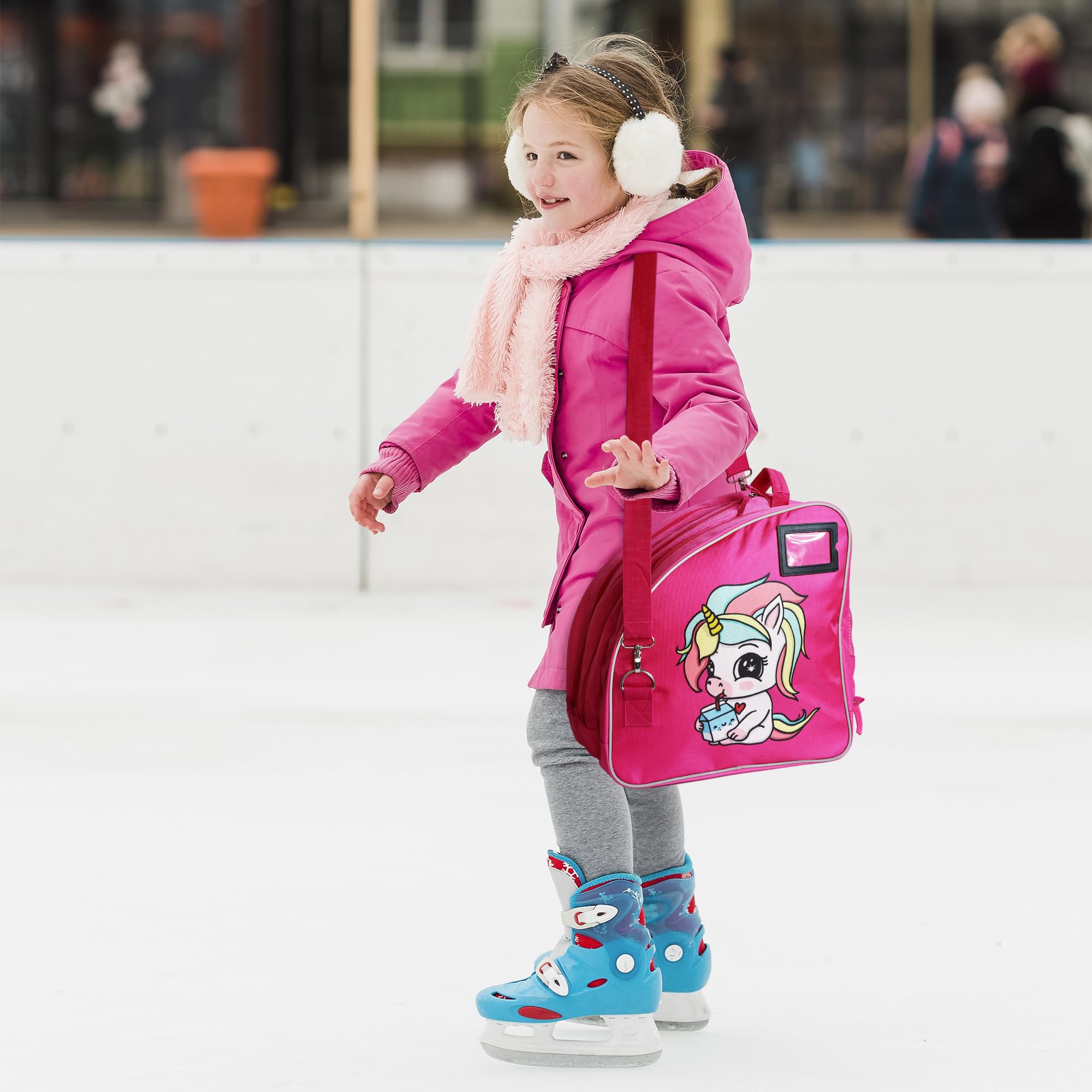 Bolsa para Patines Niña Mochila 4 Ruedas y en Línea Ajustable Transpirable Reflectante