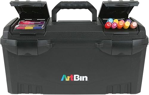 Miniatura 4 de ArtBin 6918AB Caja de suministros Twin Top de 17 pulgadas, organizador portátil de suministros de arte y manualidades con asa, 1 estuche de