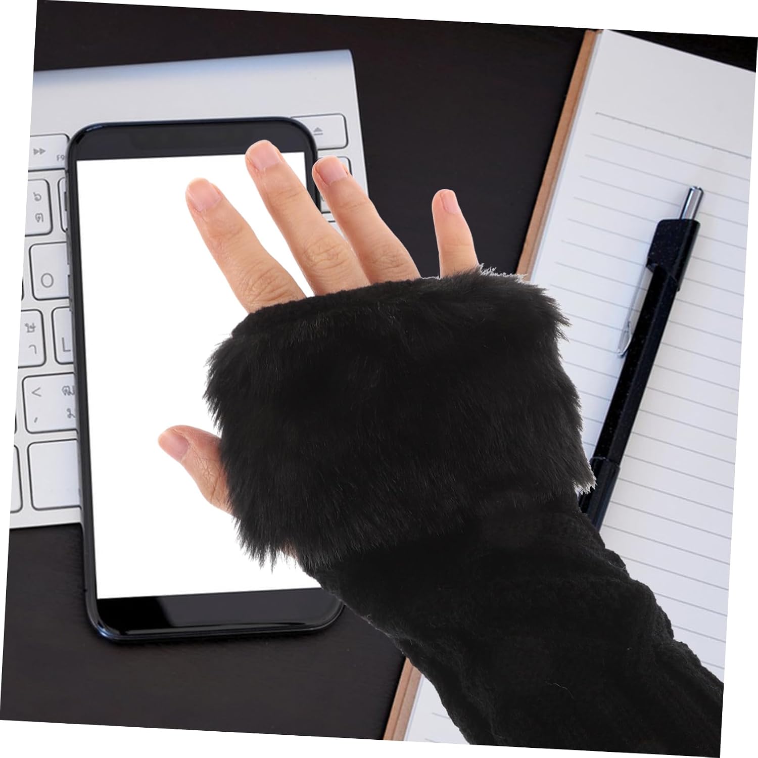1pair Women's Winter Arm Warmers Detachable Knitted Wrist Cuffs for Blouses and Coats Stylish Knitting Faux Fur Hand Sleeves for Cold Weather