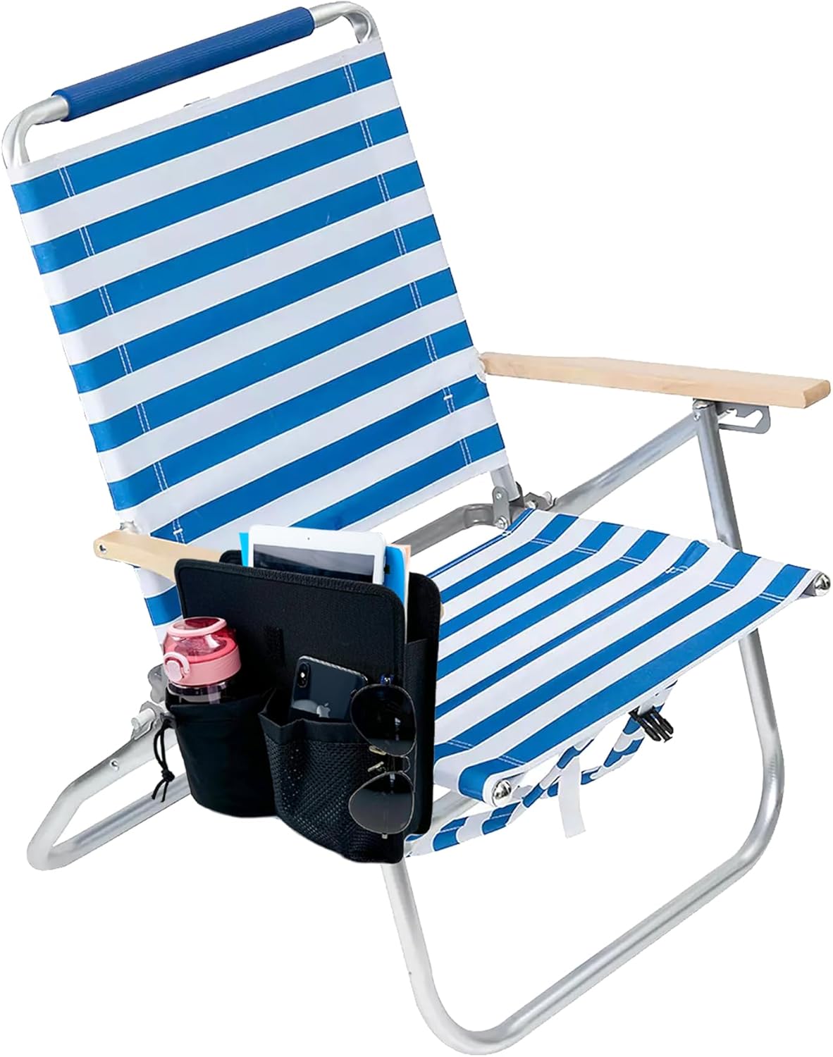 Beach Chair Cup Holder, Camping Side Hanging Organizer Pouch, Armrest Caddy Pocket Attachment for Water Bottle, Tumbler, Tablet, Snacks - Image 5