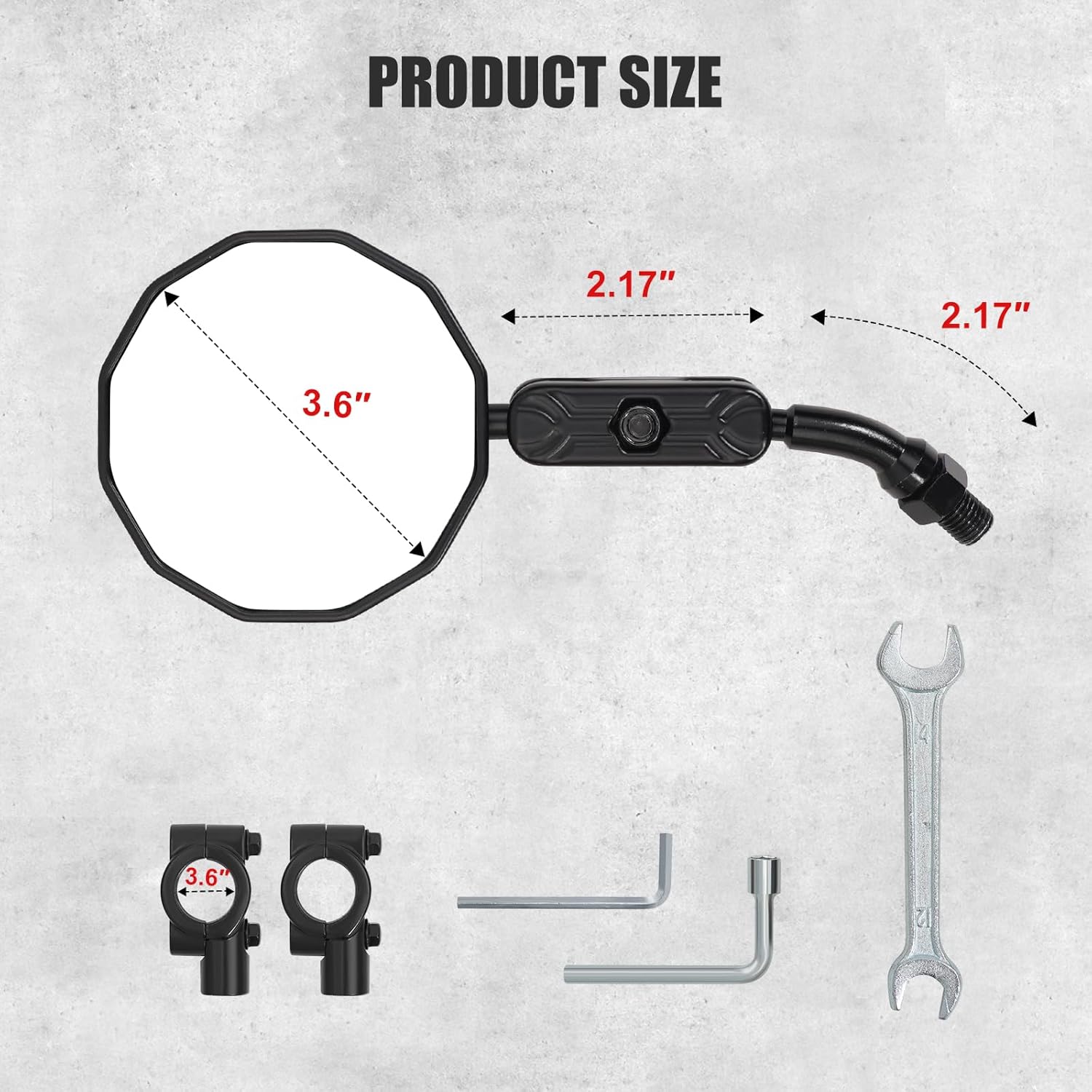 Bike Mirrors, 2 Pack Bicycle Mirrors for Handlebars,Aluminum Alloy Housing,HD Convex Glass Mirror,360° Adjustable, Shock-Resistant Bicycle Mirrors for MTB, E-Bike, Bicycle,Scooter & Motorcycle