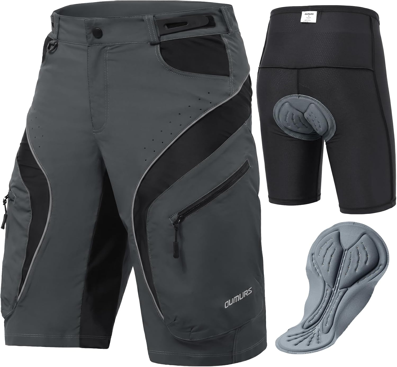 Shorts ciclistas para hombre Oumurs MTB acolchados