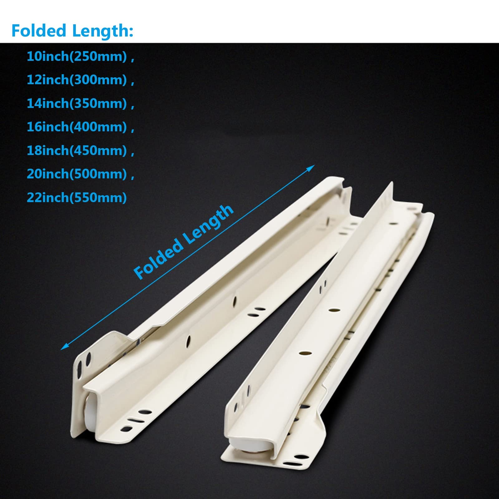 V3VOGUE Glissières pour Tiroirs À Sortie Totale 25 30 35 40 45 50cm, Coulisses À roulettes pour Tiroir avec Vis Rail Coulissante Charge Lourde 30kg pour Tiroirs Meuble Armoires Cuisine