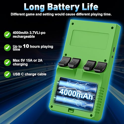 Miniatura 6 de Hugawello R40 MAX handheld, 40000 in 1 high-definition gaming mini retro video console, 4-inch IPS screen, 256GB RAM, 45 built-in emulators, 3800mAh