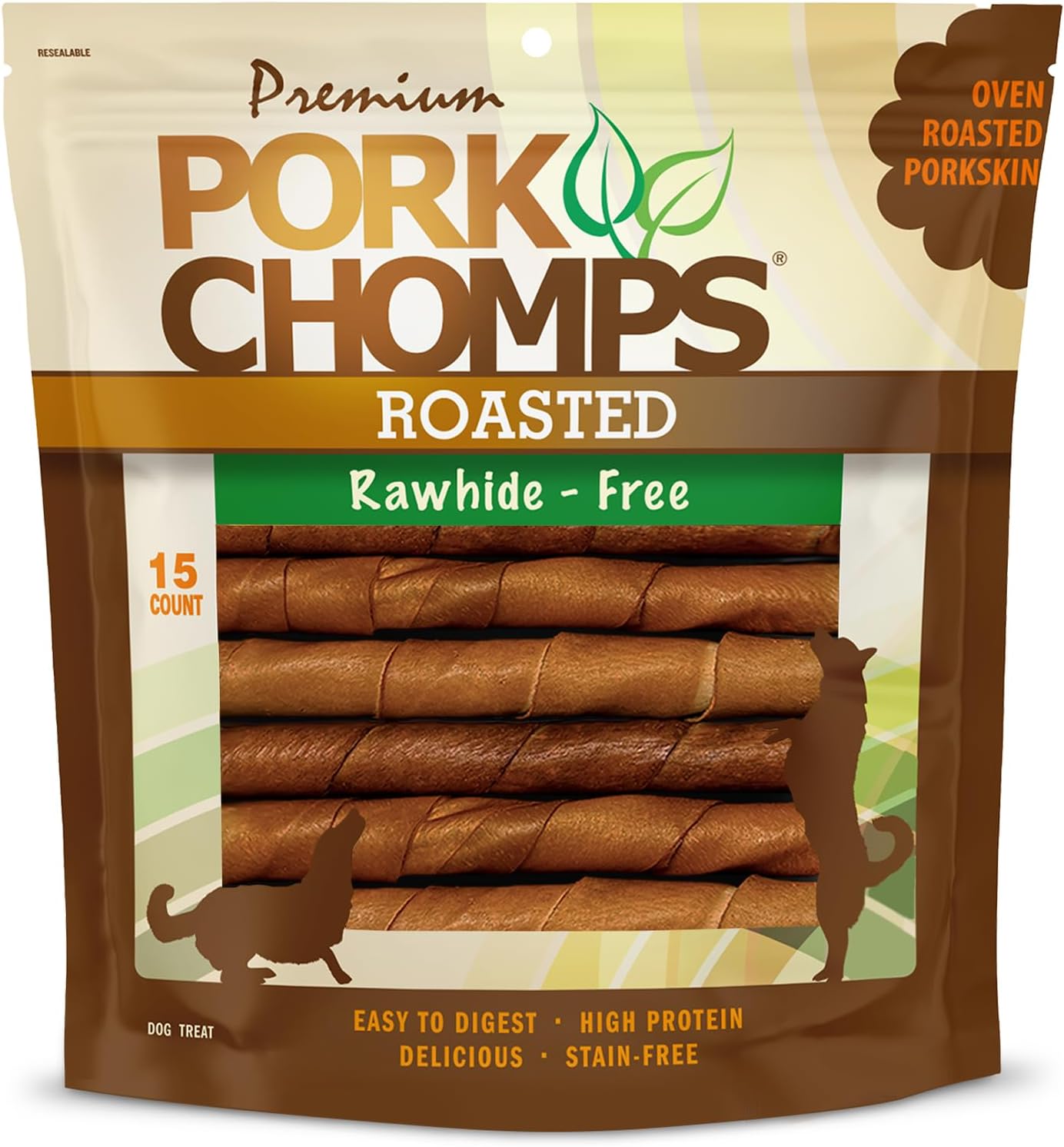 Premium Roasted Twistz Pork, Large 15Ct, All Life Stages, Stick, dog