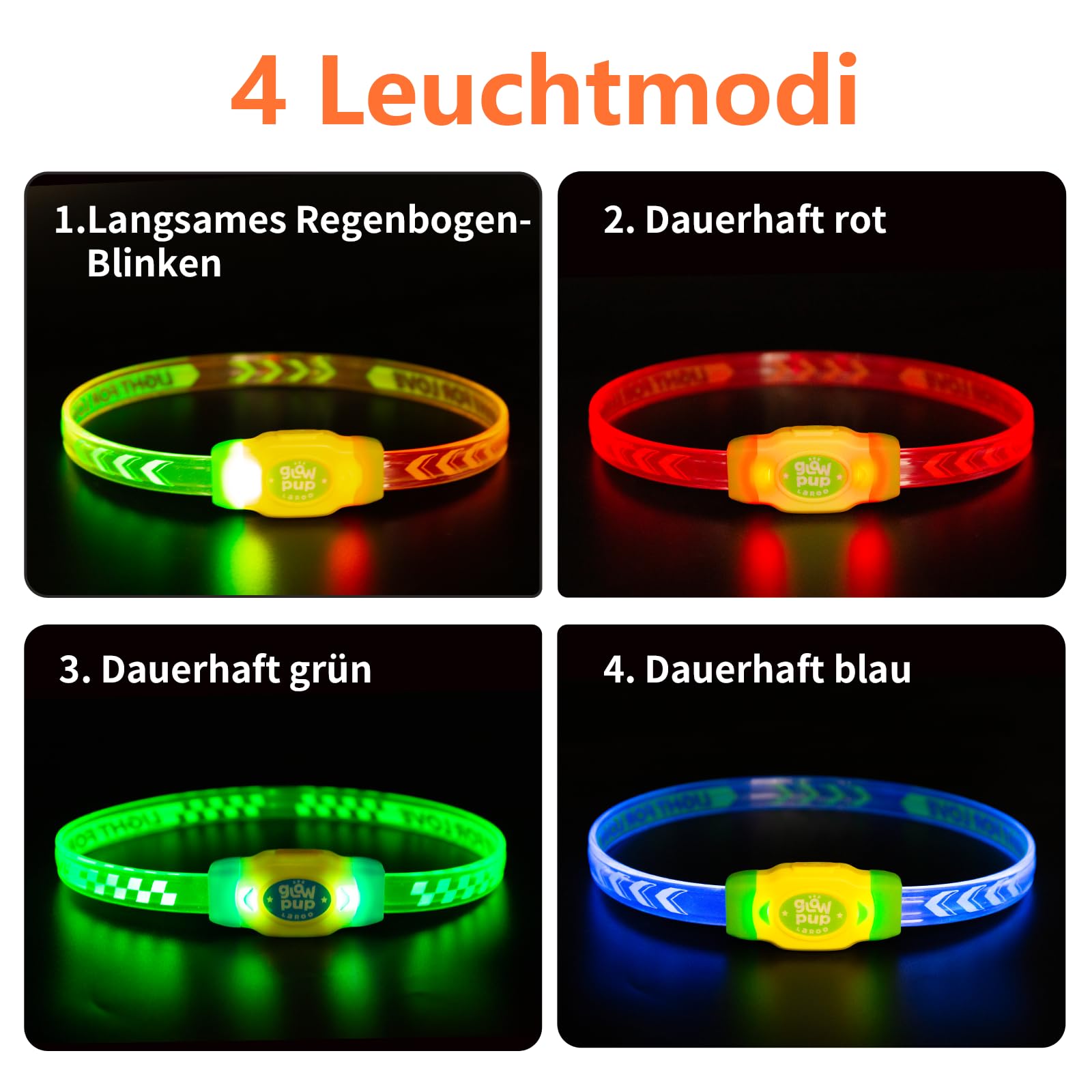 LaRoo Leuchthalsband Hund, Hundehalsband Leuchtend Aufladbar, Leuchthalsband für Hunde, USB Aufladbar, 4 Leuchtmodi, Verstellbar, Mehrfarbig (Blue)