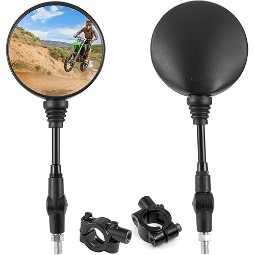 XYZCTEM Universal Motorcycle 360 Degree Adjustment Round Foldable Black 10mm Thread 7/8" Handle Bar Rear View mirror