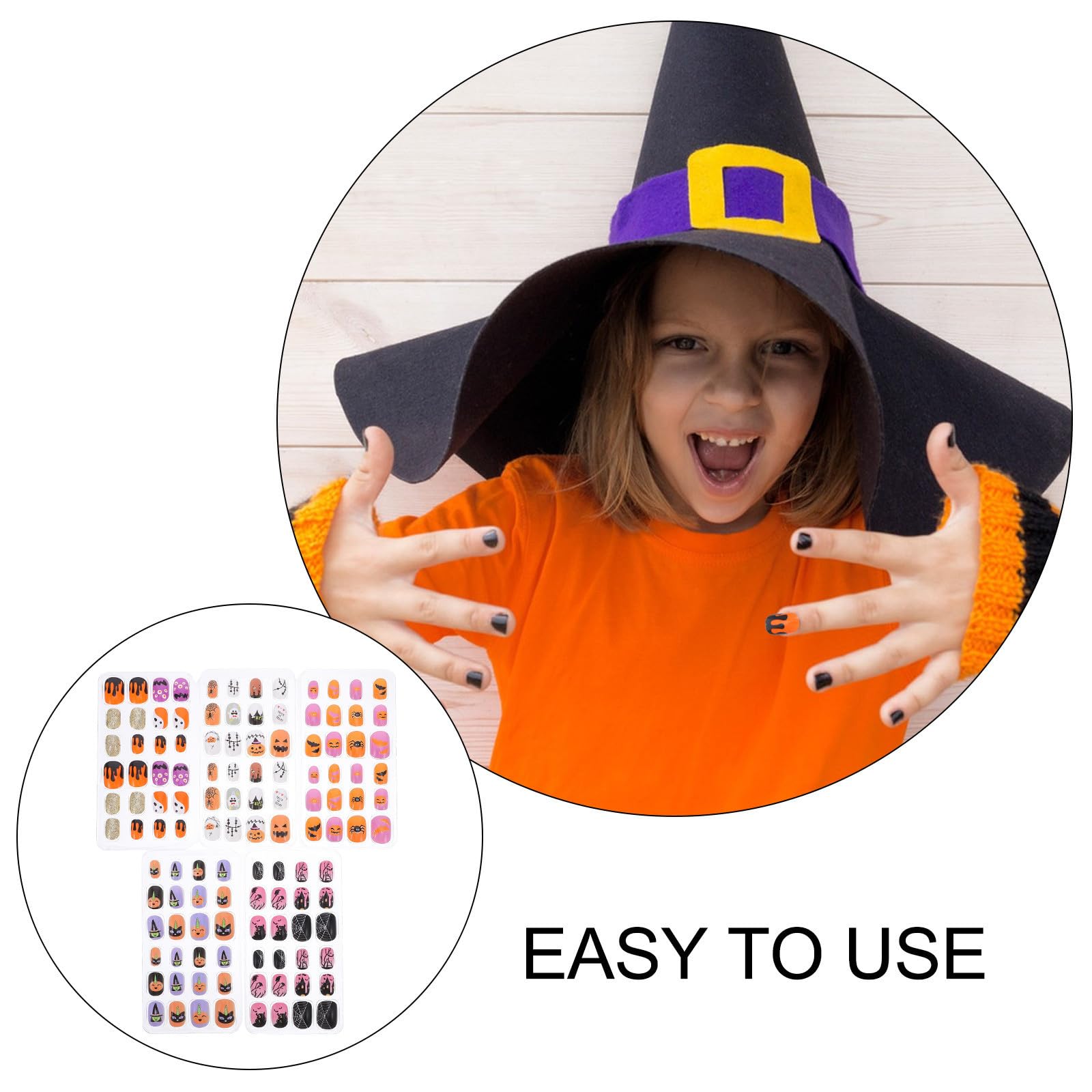 Abaodam 480 Pezzi Unghie Finte per Halloween in Abs per Bambine, Facili da Applicare Stile Press On, Decorazioni Adorabili per Festa e Manicure Stili multipli