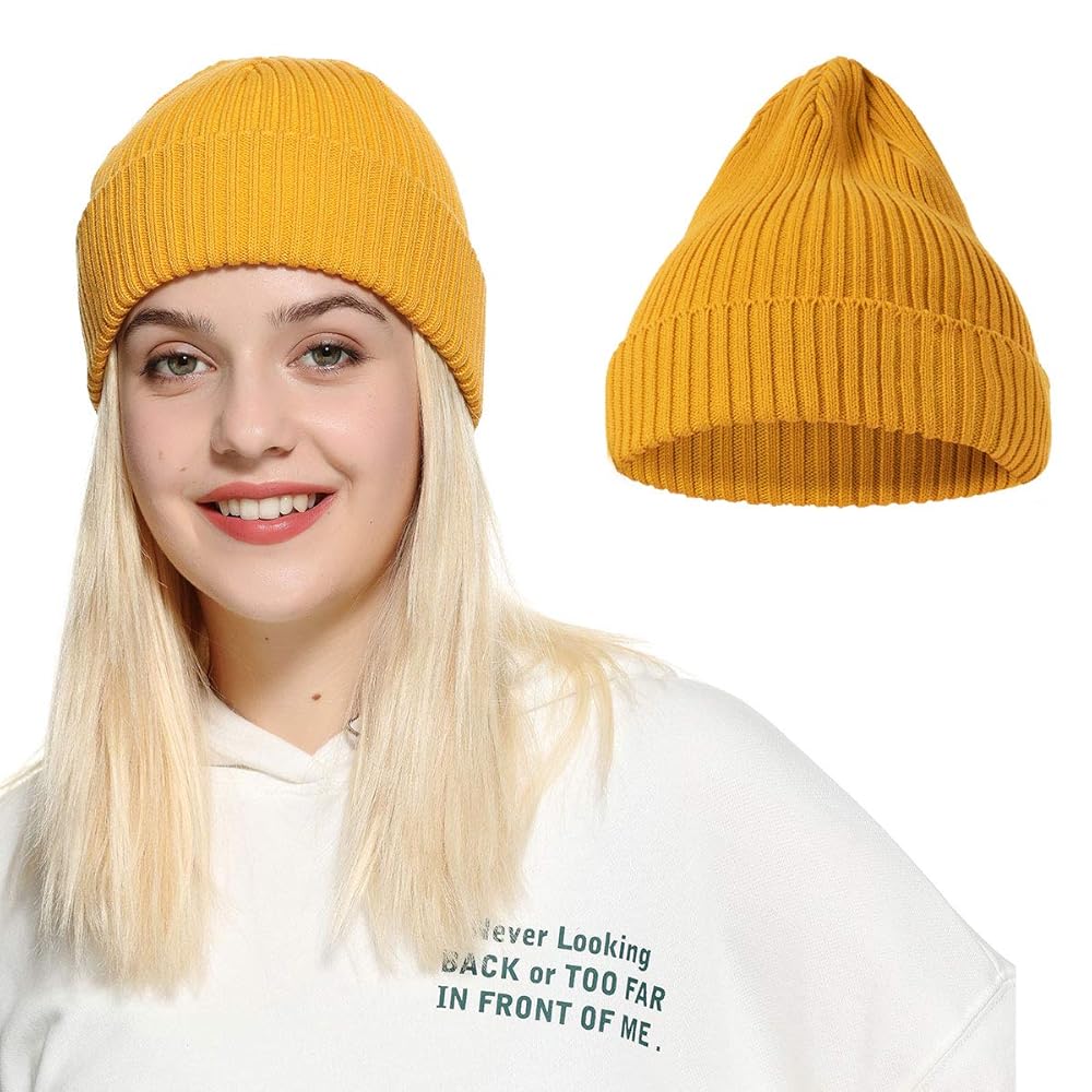 ZOWYA Fisherman Beanie or Regular Cuff Knit Beanie for Men