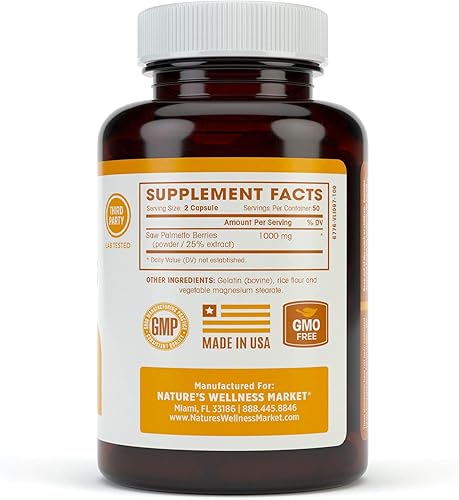 Miniatura 5 de Suplemento de próstata Saw Palmetto de 1000 mg, Berry Power + Extract - Máxima fuerza para promover la salud de la próstata, reducir la micción