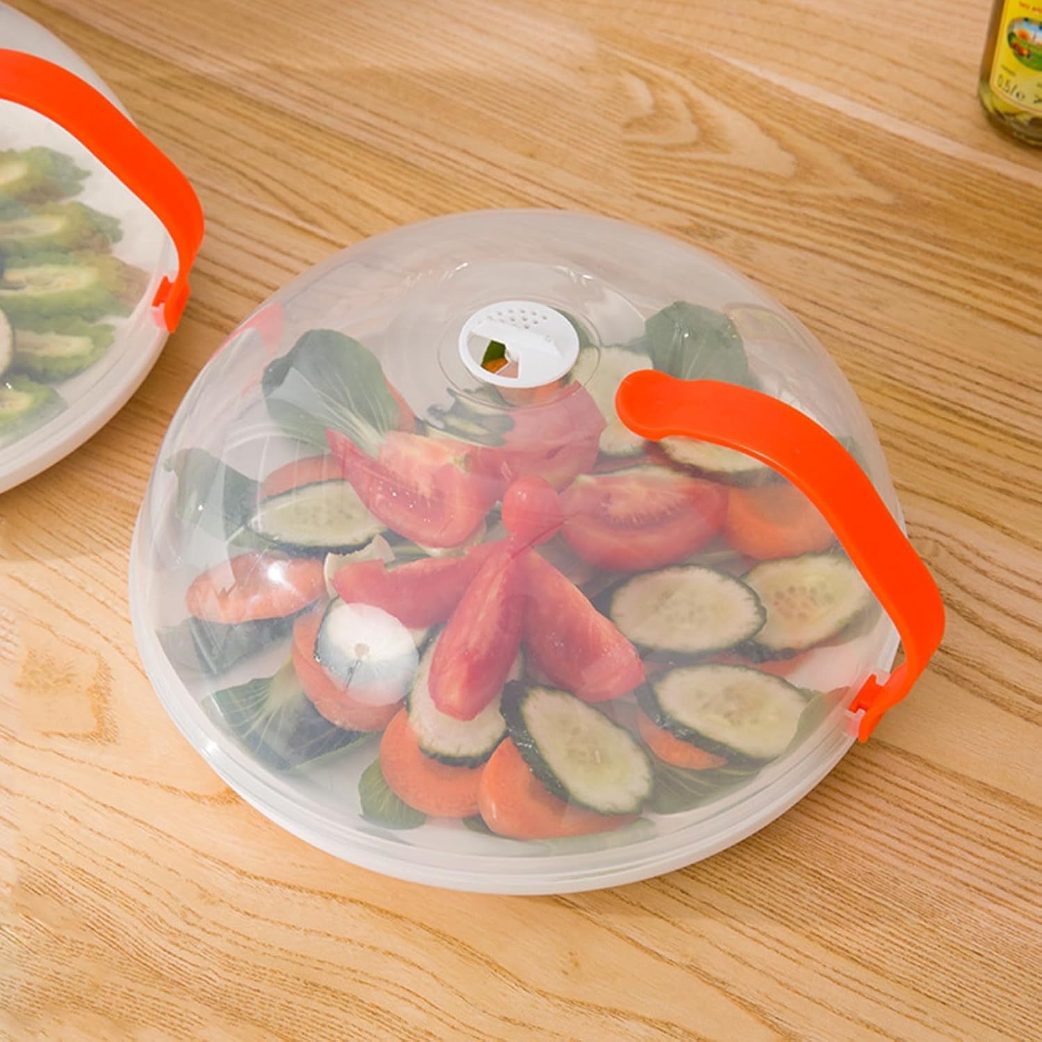 KOMBIUDA 4pcs Plastic Microwave Splatter Guard Covers for Food Preservation and Oil Proof, Heat-resistant Food Dish Protectors with Handles for Kitchen and Microwave Oven Heating Use