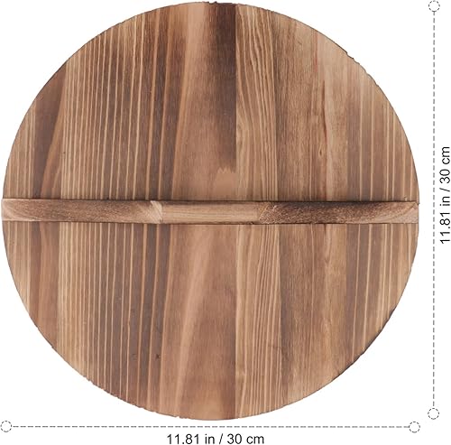Miniatura 9 de Cabilock Utensilios de cocina de acero inoxidable con tapa de olla de madera, tapa wok, madera natural anti-caliente, tapa redonda para wok de