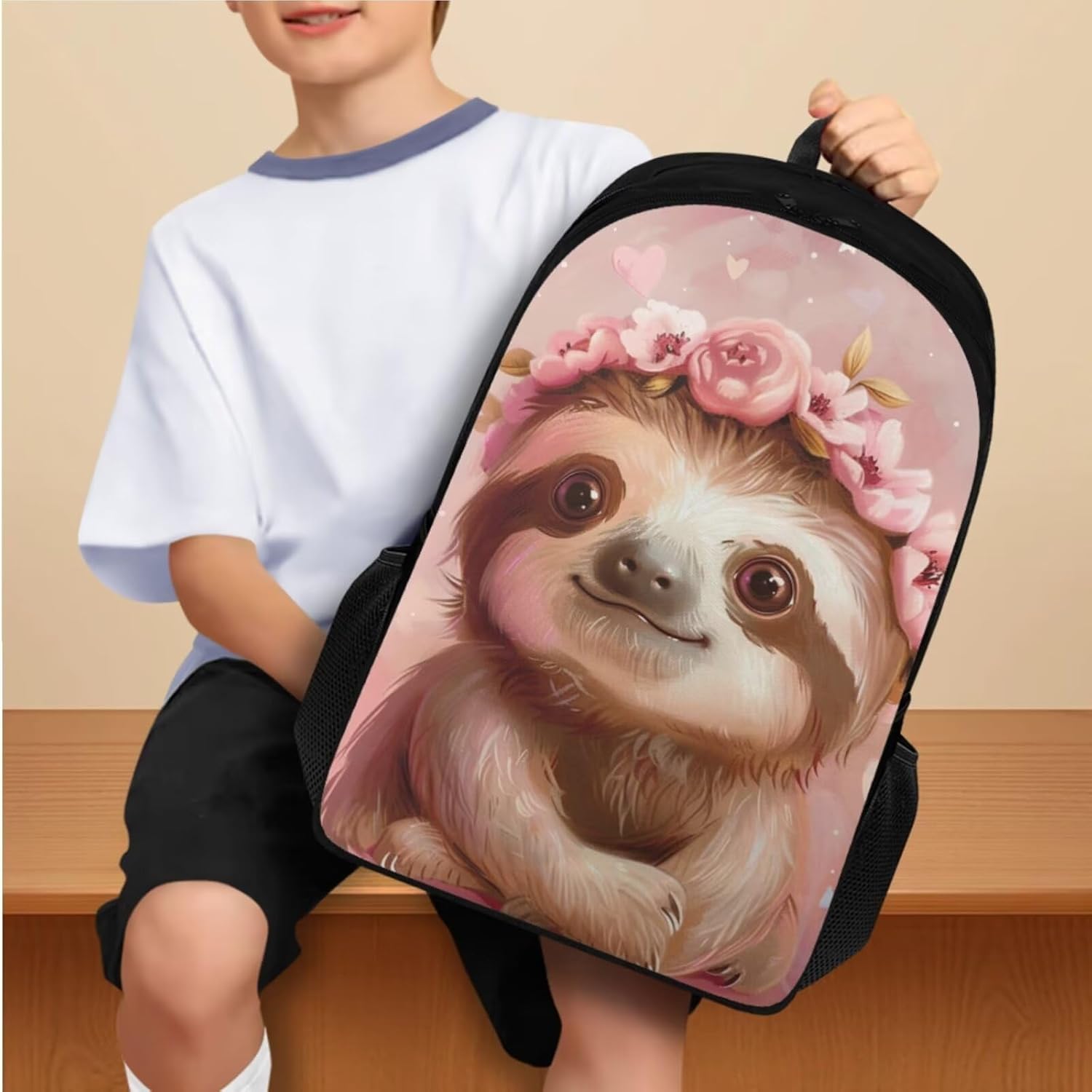 Flashideas Cute Sloth School Backpack Set of 3 with Lunch Box Pencil Case Kids Backpack for Boys School Backpacks Multifunctional Pencil Case for Kindergarten Preschool Elementary