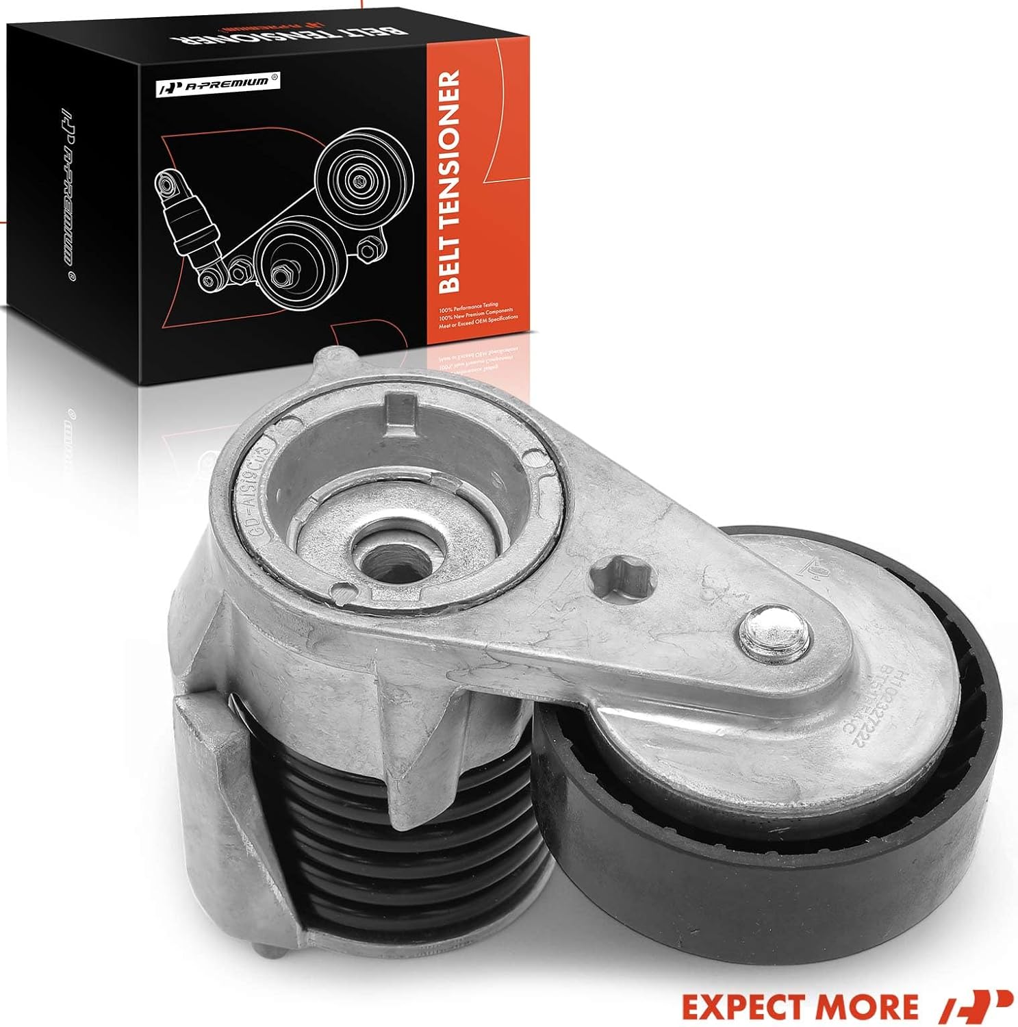 A-Premium Belt Tensioner Assembly with Pulley Compatible with Volvo C30 2007-2013, C70 2006-2013, S40 2004-2011, V50 2005-2011, Replace# 31251654, 8M5N6A228BA