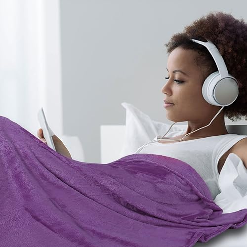 Miniatura 9 de uxcell Manta afelpada, suave, ligera, de microfibra, para cama o sofá,