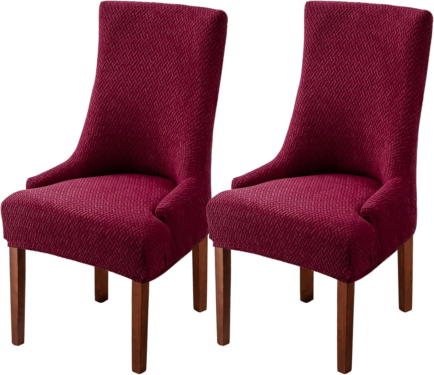 TOPCHANCES 2 Pack Wingback Side Chair Cover,Stretch Stripes Rhombic Geometric Wingback Chair Covers Slipcover Banquet Chair Cover Arm Chair Protector Accent Chair Covers for Home Party Weeding Decor