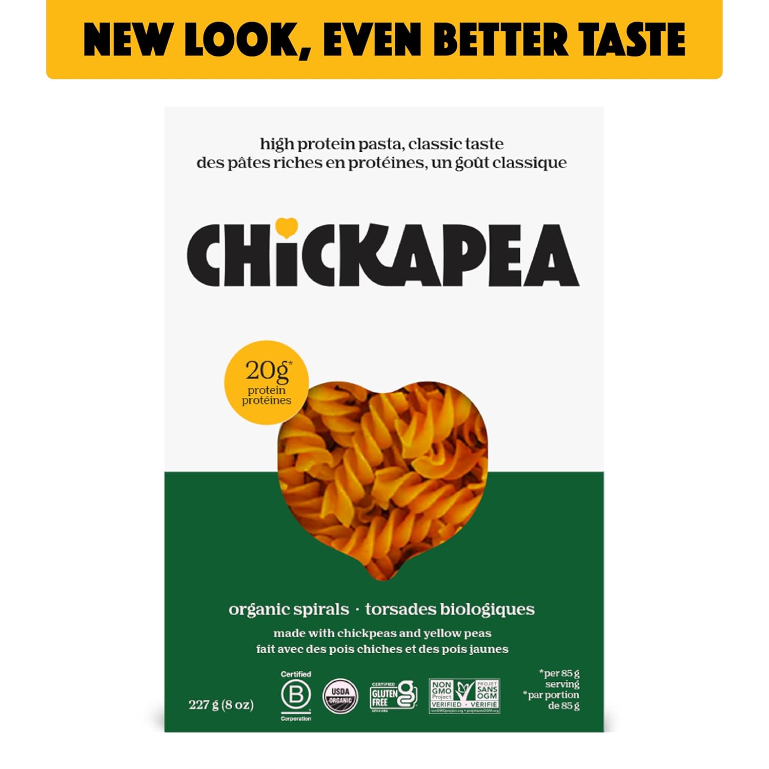 Chickpea Pasta, High Protein Organic Spirals, Gluten Free, Plant Based, Non GMO, Lower Carb, Vegan Pasta, 8 oz (Pack of 6) image 3