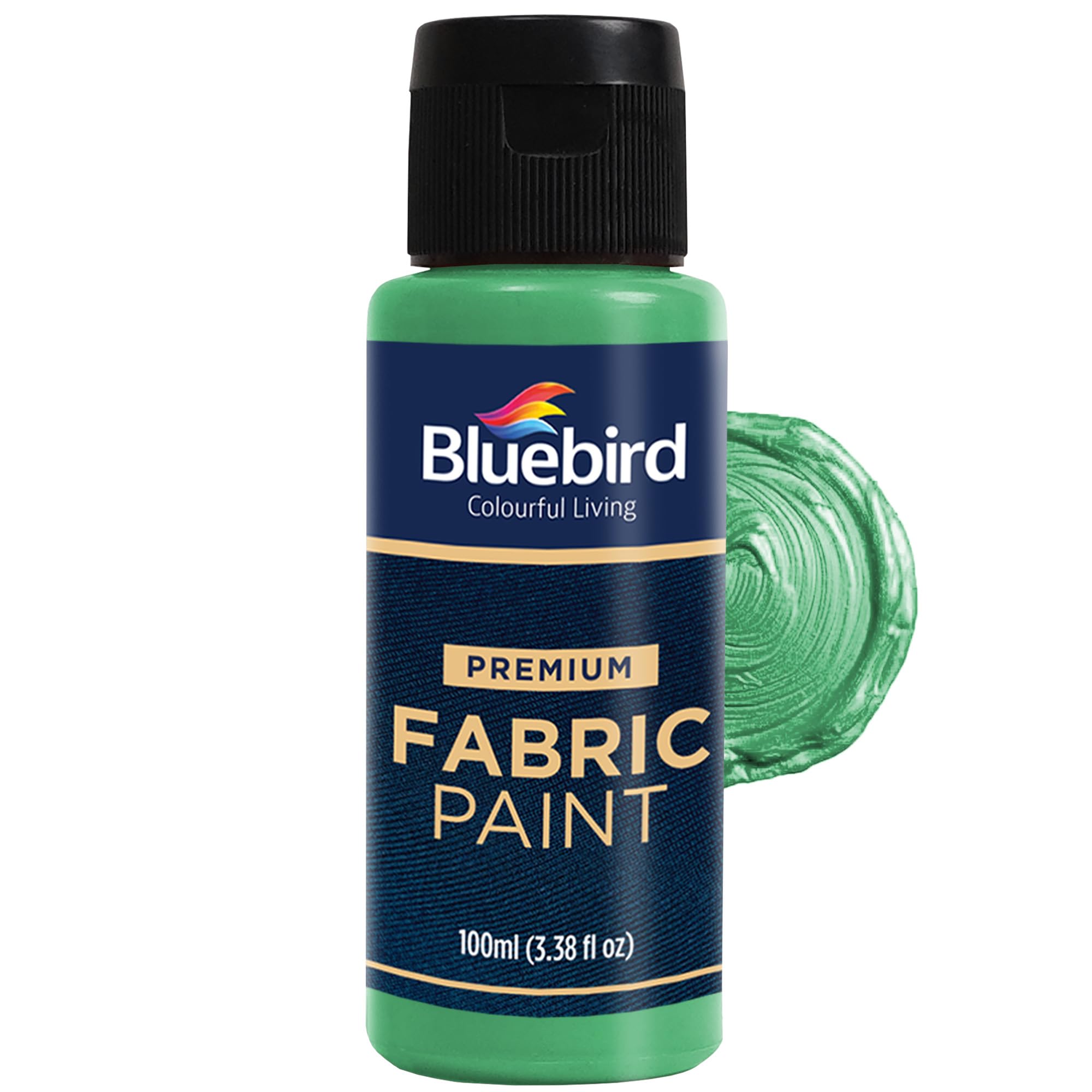 BLUEBIRD Fabric Paint, Emerald Green, 3.4 Fl Oz, Permanent Fabric Paints for Clothes, Furniture Upholstery