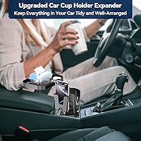 Vista 9 de KDD Expansor de portavasos para automóvil, adaptador de portavasos 3 en 1 con base ajustable, soporte para teléfono desmontable y bandeja