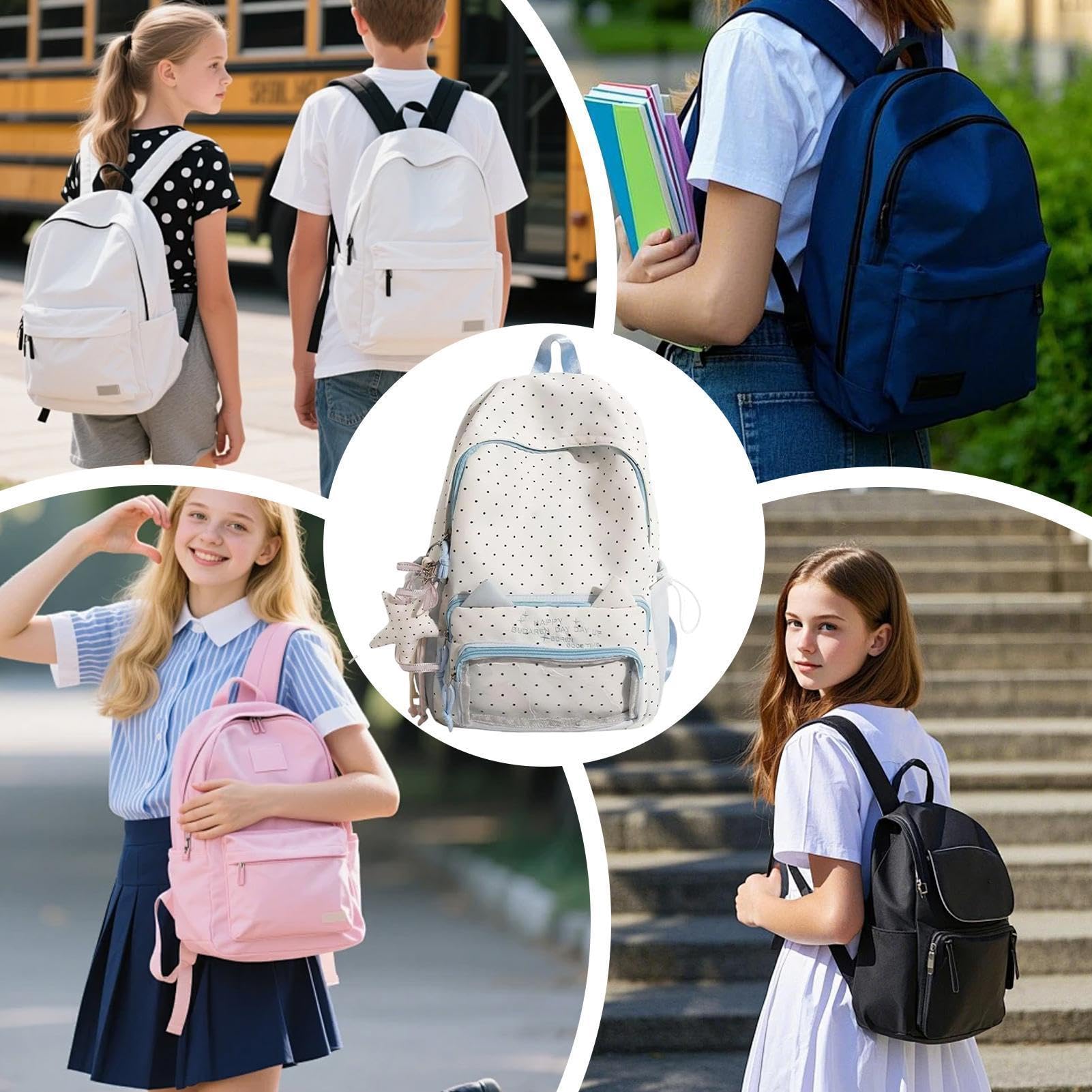 Generisch zaino italiano, in nylon, stile kawaii, con ciondolo a