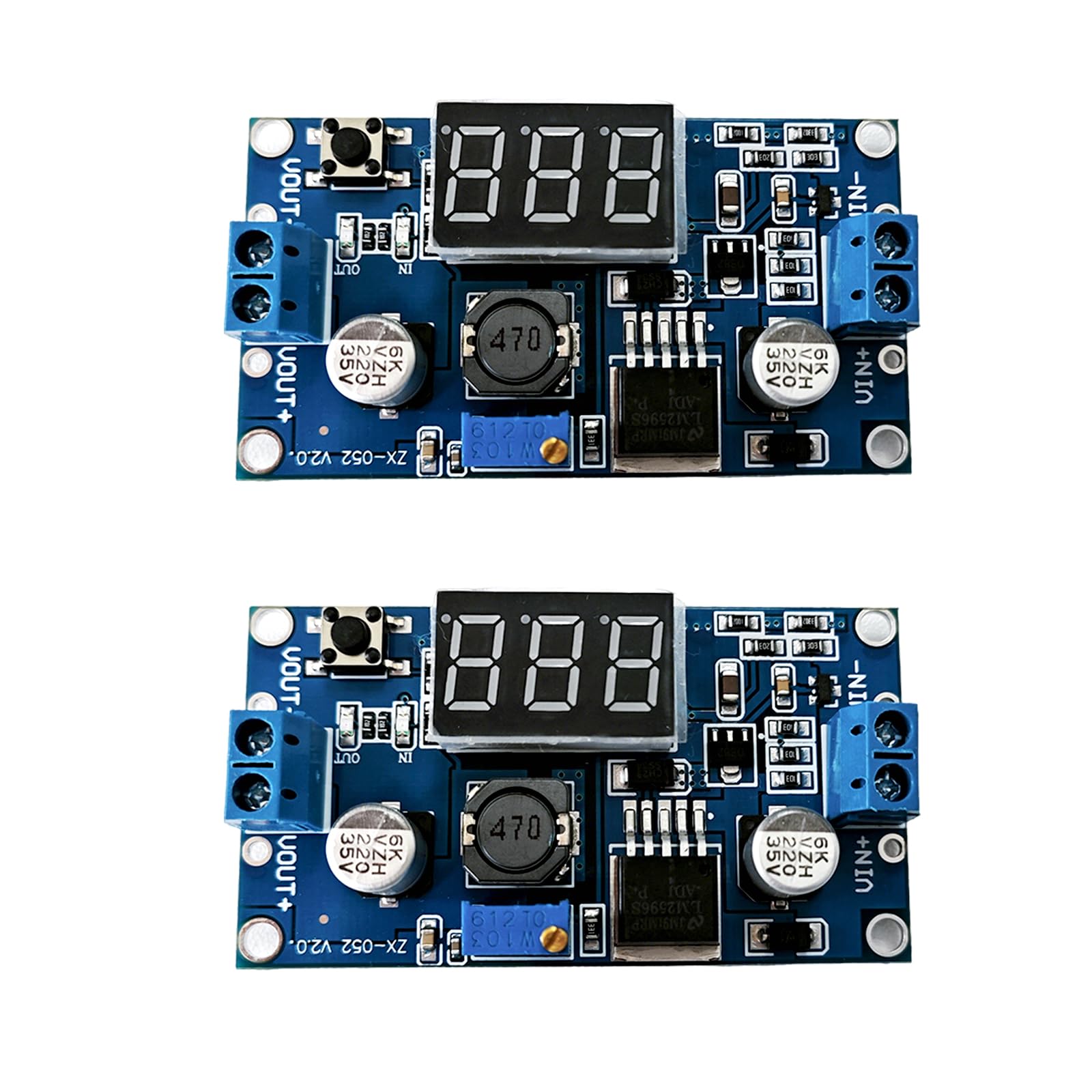 DC-DC Buck Voltage Converter Power Module, Einstellbares Step-Down-Modul, 36V 24V 12V bis 5V 2A, Stabiles Netzteilmodul mit LED-Anzeige, Hochpräzises Potentiometer, 2 Stück